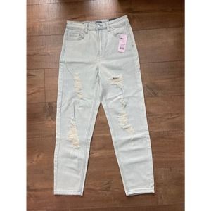 NEW Women's Super-High Rise Distressed Taper Mom Jeans (2)